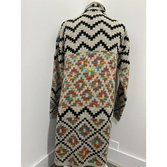 debut Aztec Open Long Cardigan Multicolor Size Small - Picture 6 of 8